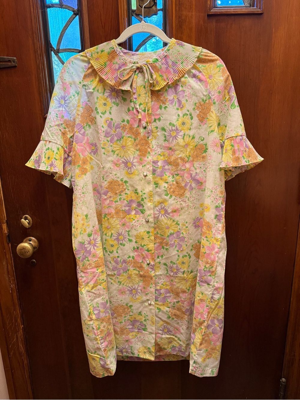 Vintage Floral Leisure Life Housecoat Robe with Pockets